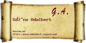 Güns Adalbert névjegykártya
